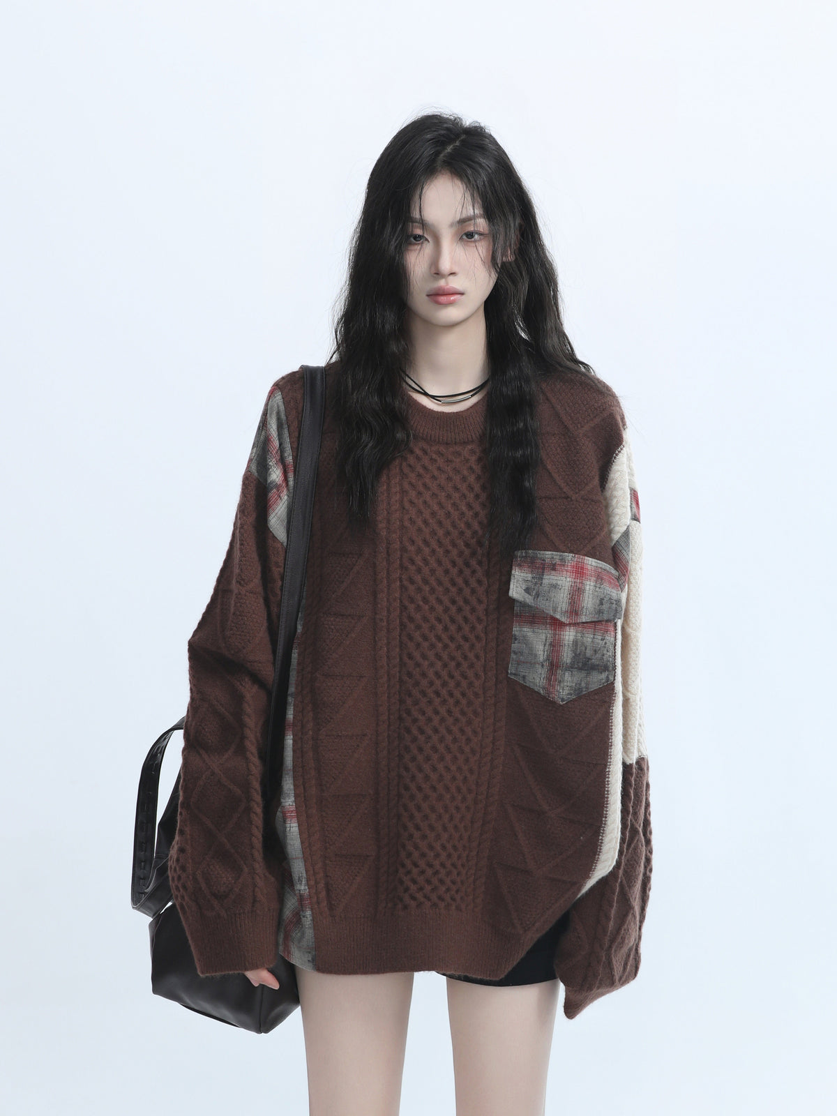 Docking Patchwork Knit Sweater WLS0013