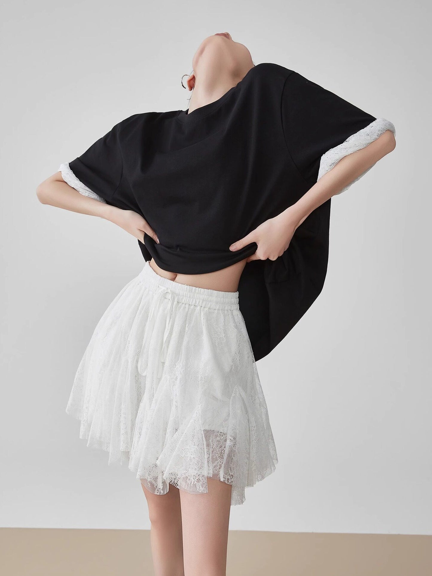 Sleeve Frill Color-Block Pullover FER0160