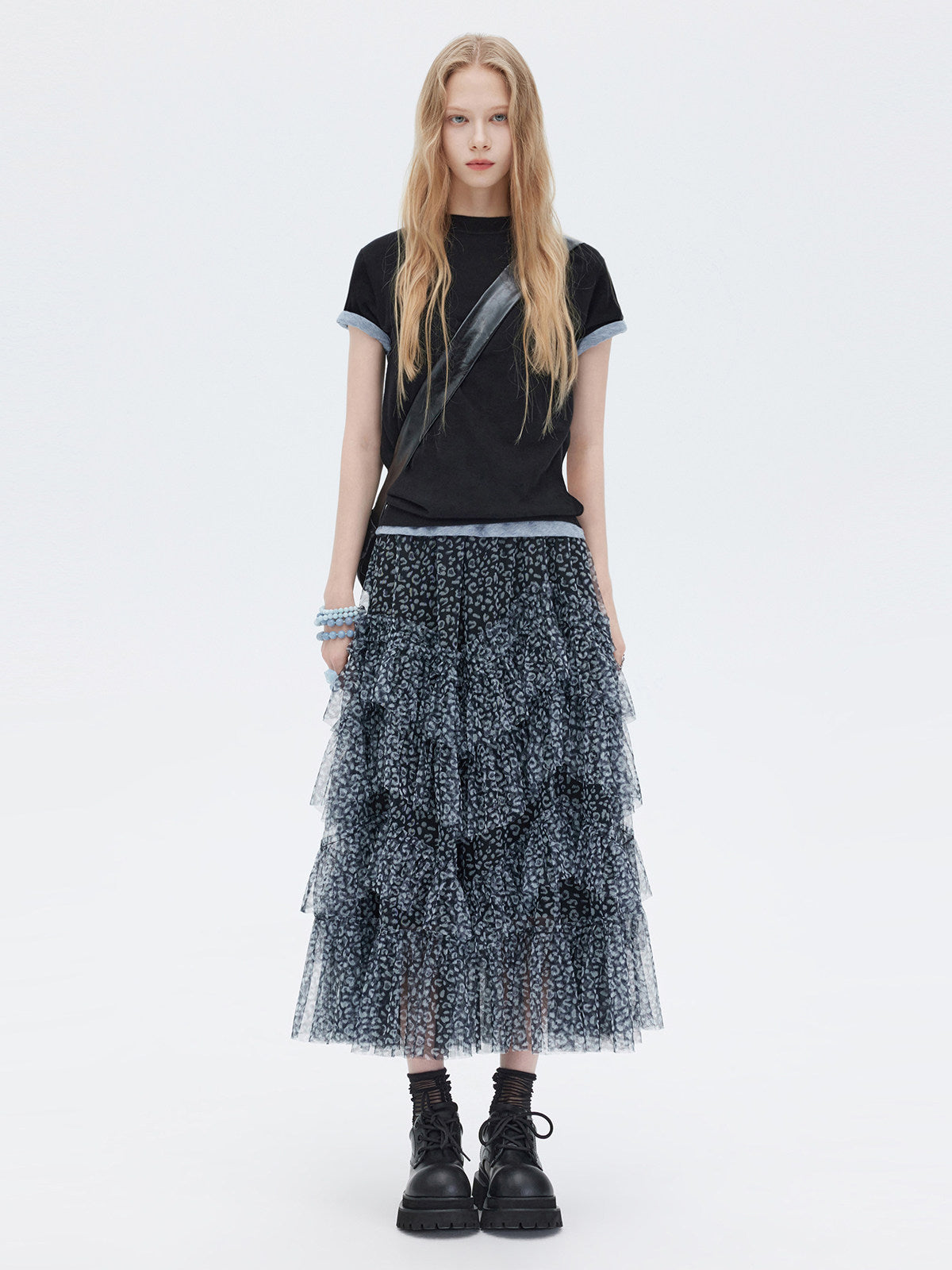 Mesh Cake Long Skirt SHN0036