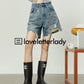 Slim Polo Knit / Flower Embroidery Half Denim Pants LLA0119