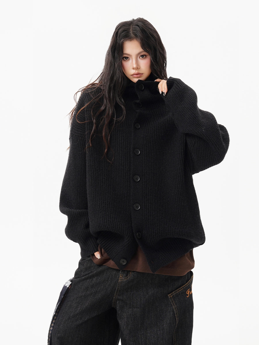 Stand Collar Knit Cardigan BWA0004