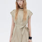 Flap Pocket French Sleeve Shirt Dress SHN0037