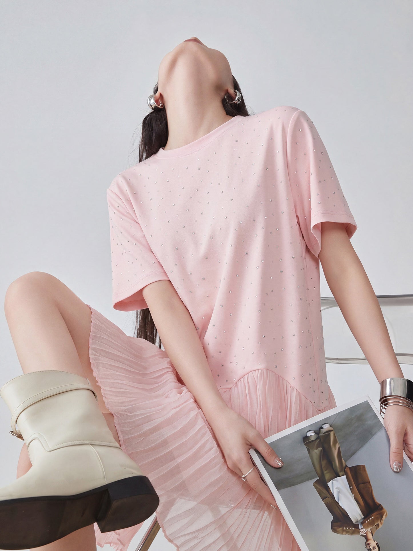Pleated Docking Mini Dress FER0235