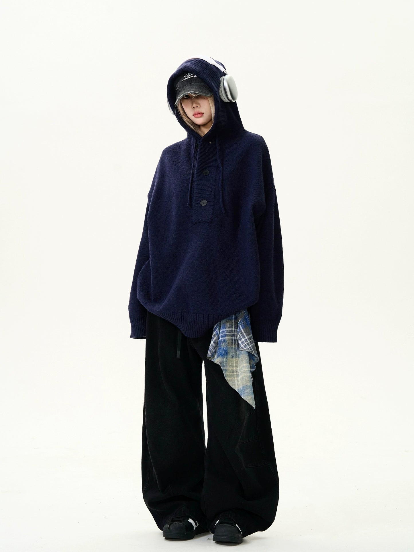 Half-Button Knit Hoodie MAD0015