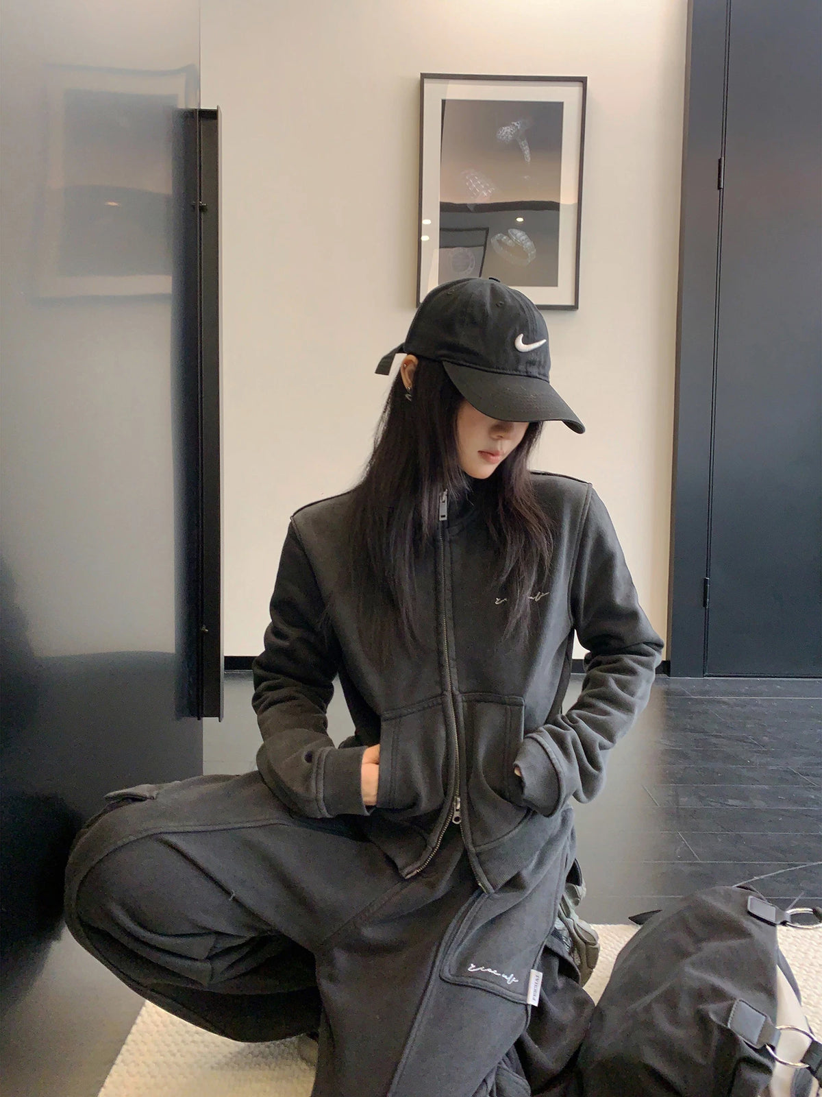 Vintage Double Zipper Jacket / Cargo Track Pants YLS1054