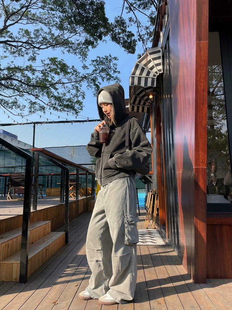 Washed Loose Zip Hoodie CYE0040