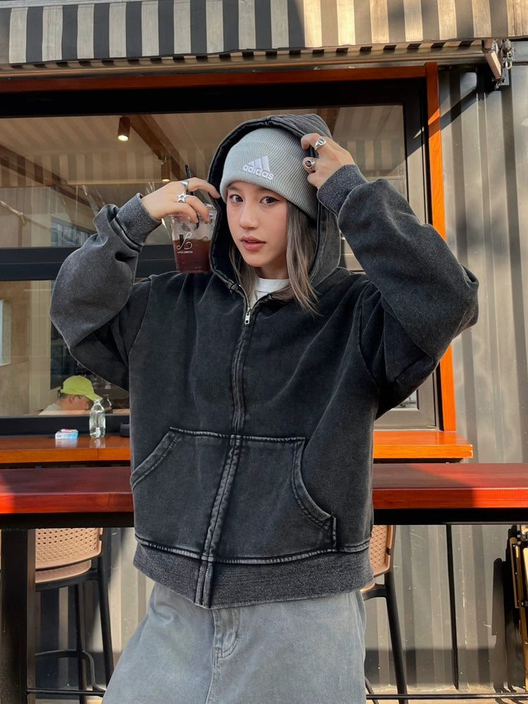 Washed Loose Zip Hoodie CYE0040