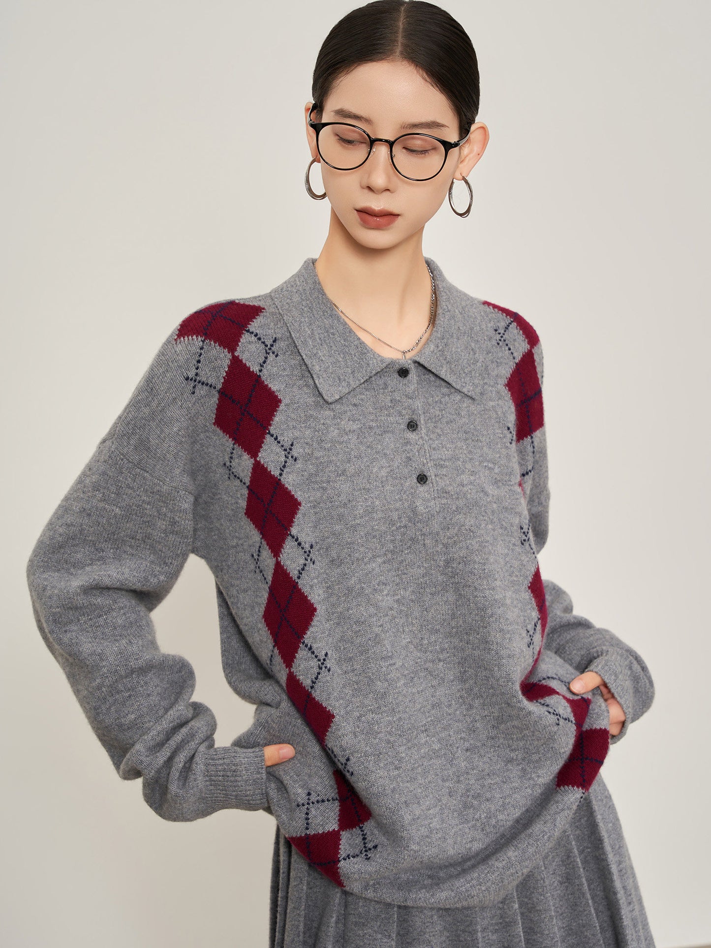 Argyle Knit Tops / Knit Mini Skirt SUY0028