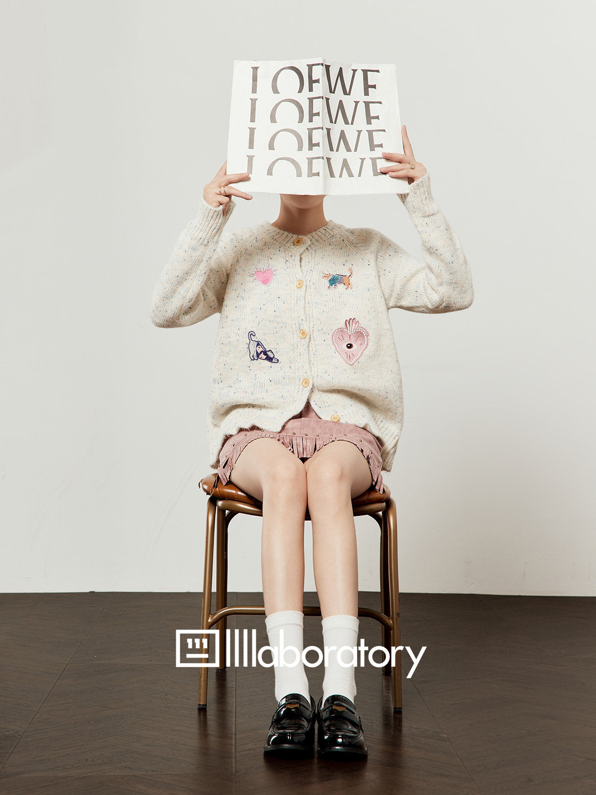 Playful Patch Knit Top / Fringe Mini Skirt LLA0629