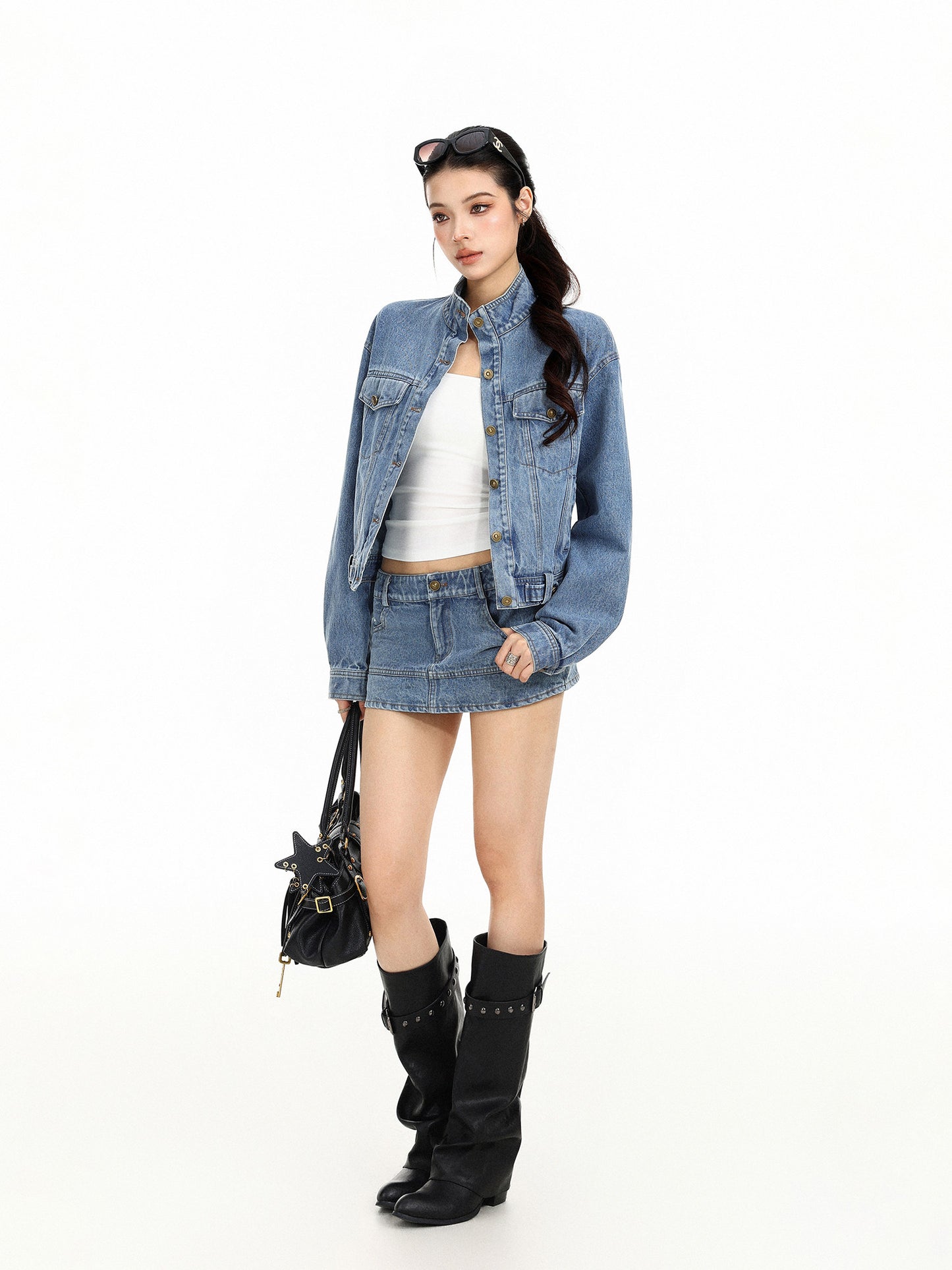 Stand Collar Denim Jacket BGS0049