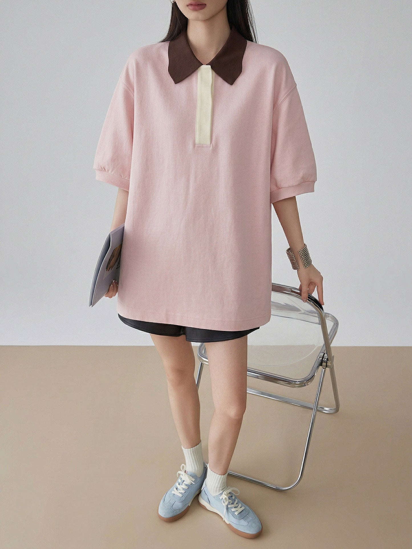 Multicolor Oversized Polo Shirt FER0229