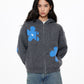 Flower Motif Knit Zip UDS0003