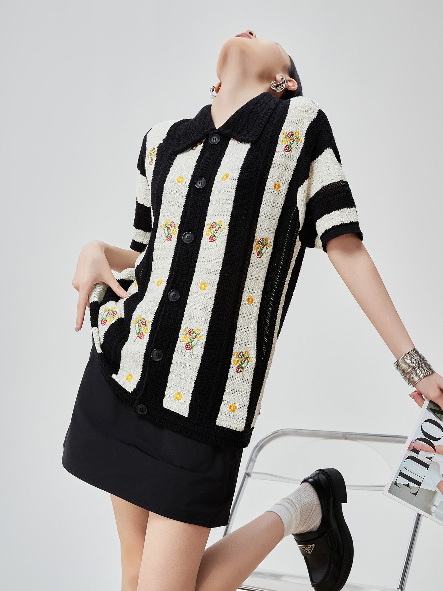 Retro Short-Sleeve Knit Shirt FER0145