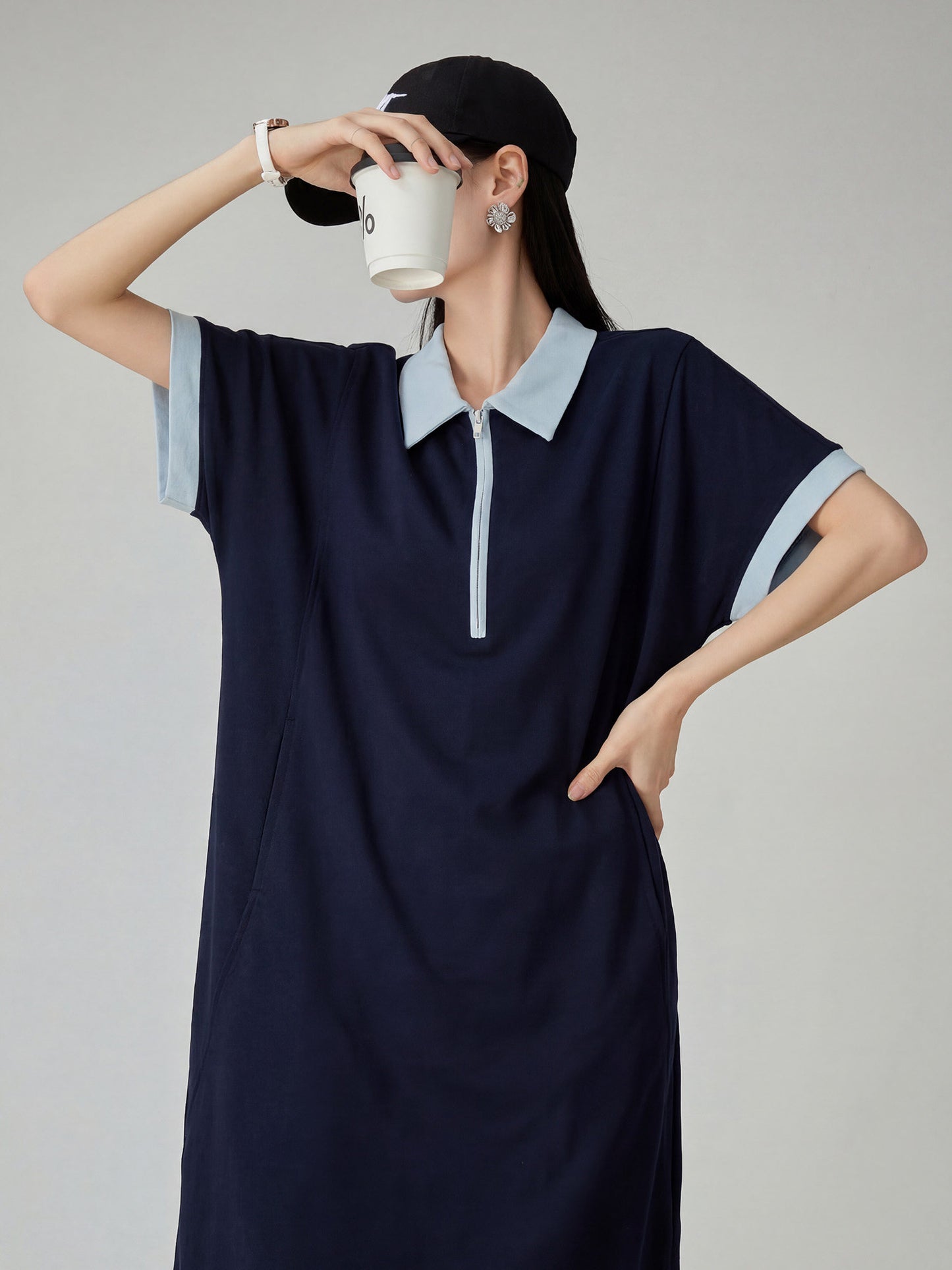 Polo Collar Short Sleeve Dress FER0208