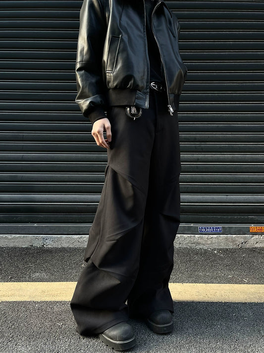 Wide Leg Pleated Casual Pants FLG0005