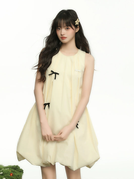 French Yellow Sleeveless Dress LEN0006