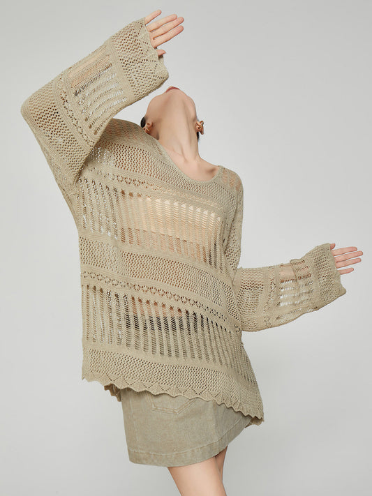 Sheer Oversized Knit Top FER0361