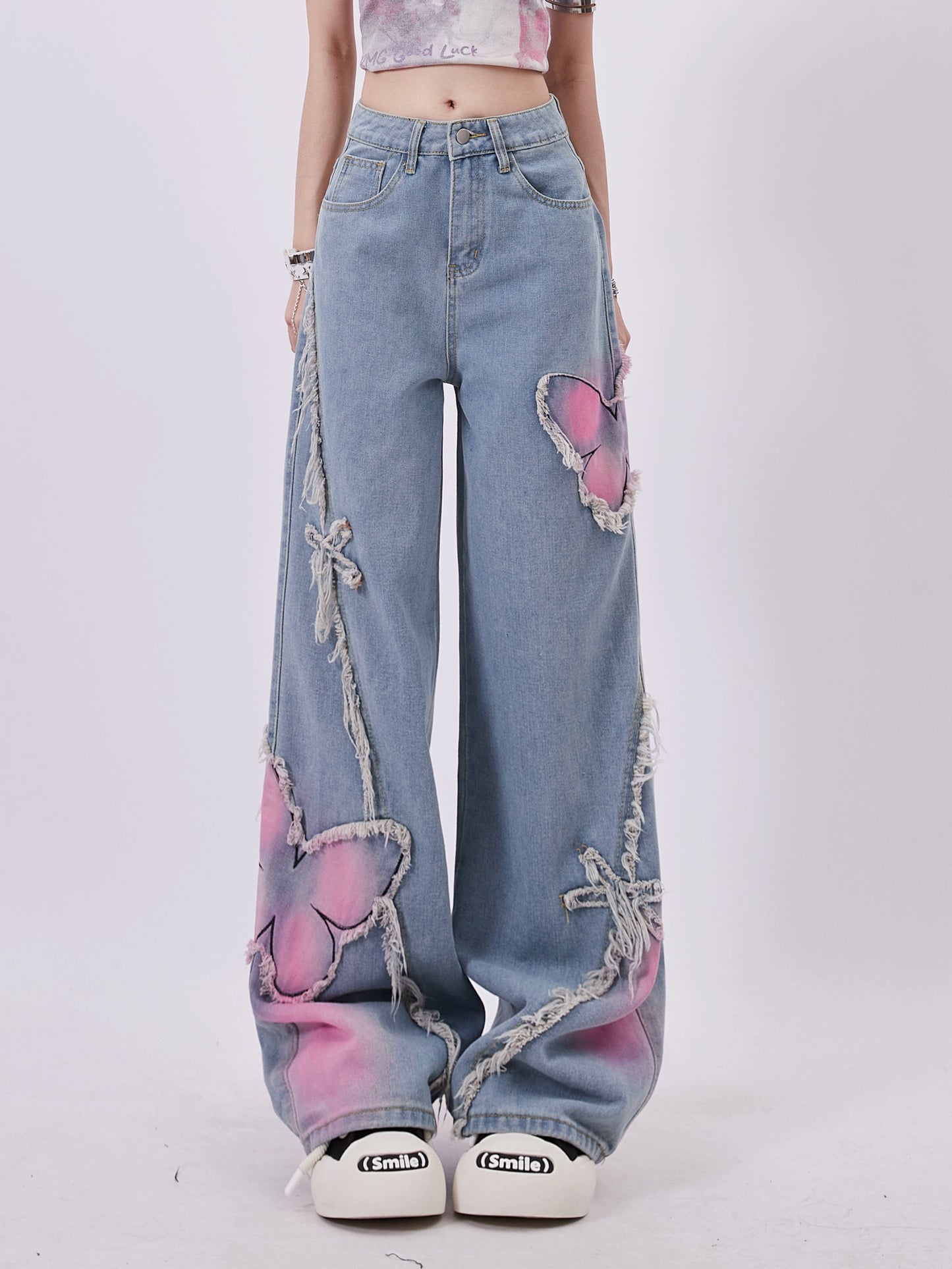 Korean Street Butterfly Denim Pants RHP0014