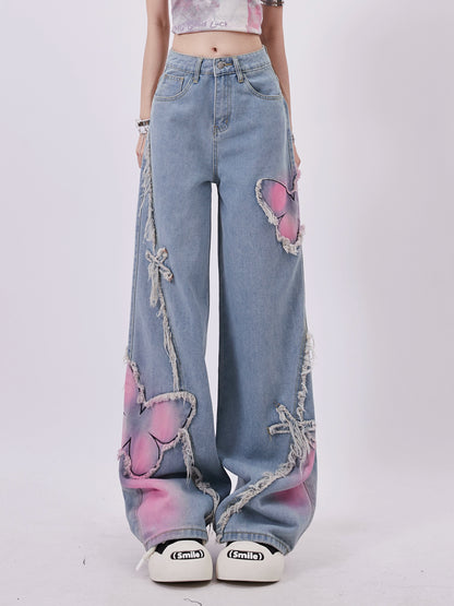 Korean Street Butterfly Denim Pants RHP0014