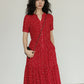 Small Flower Red Long Dress VAS0093