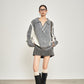 Shaggy V-Neck Knit Top / Pleated Mini Skirt SUY0031