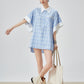 Plaid Patchwork Short-Sleeve Shirt FER0178