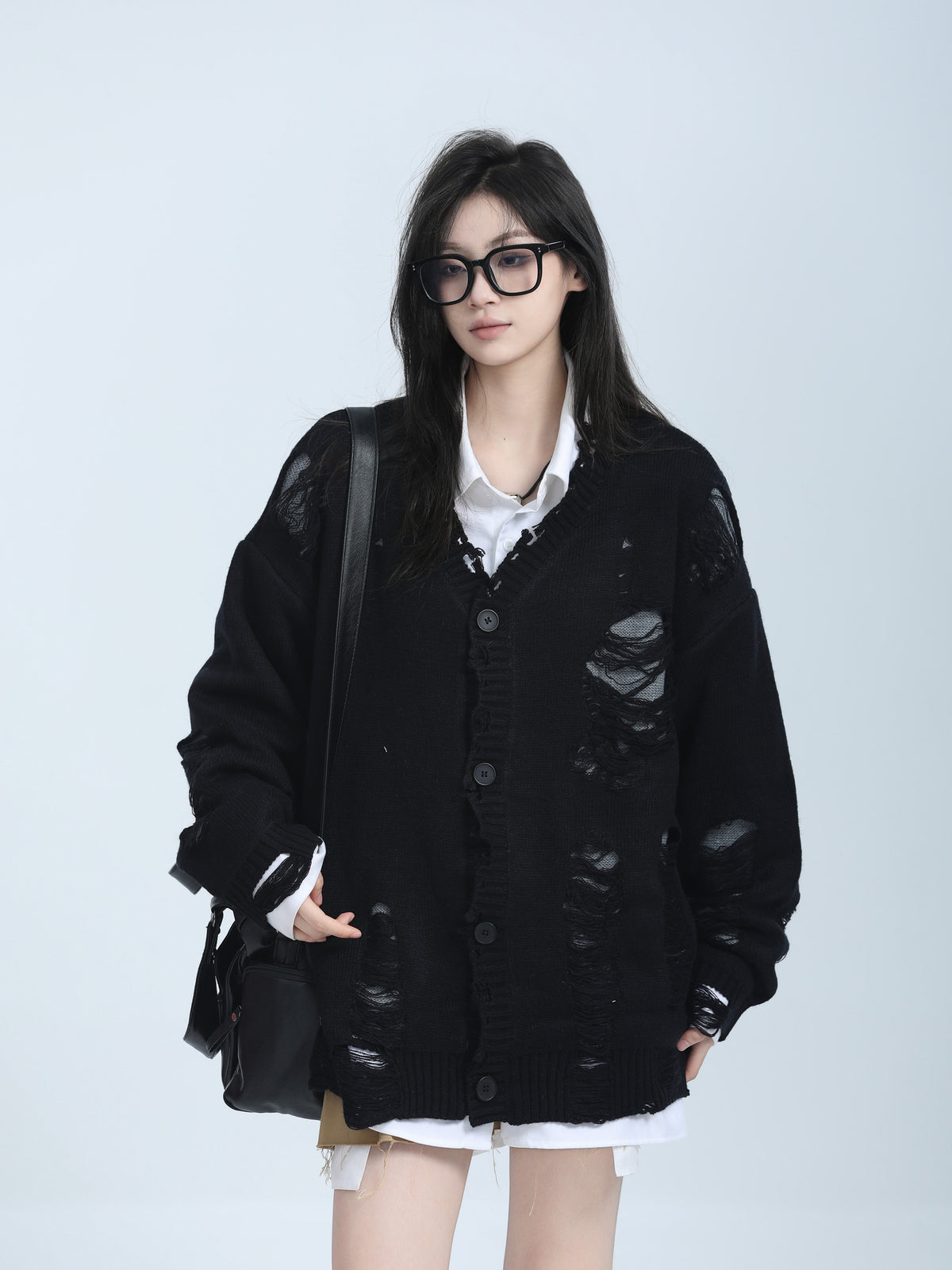 Distressed Knit Cardigan WLS0005