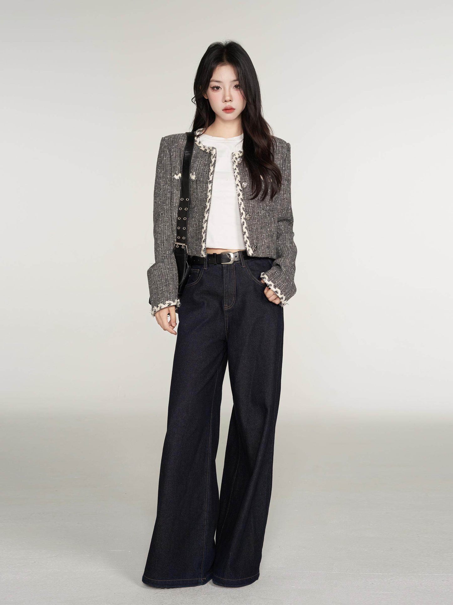 Color Contrast Stitch Tweed Jacket WDB0018
