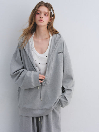 Polka Dot Vest V-Neck Hoodie / Loose Casual Sweatpants ASG0080