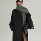 Collarless Coat with Checkered Scarf SRS0405