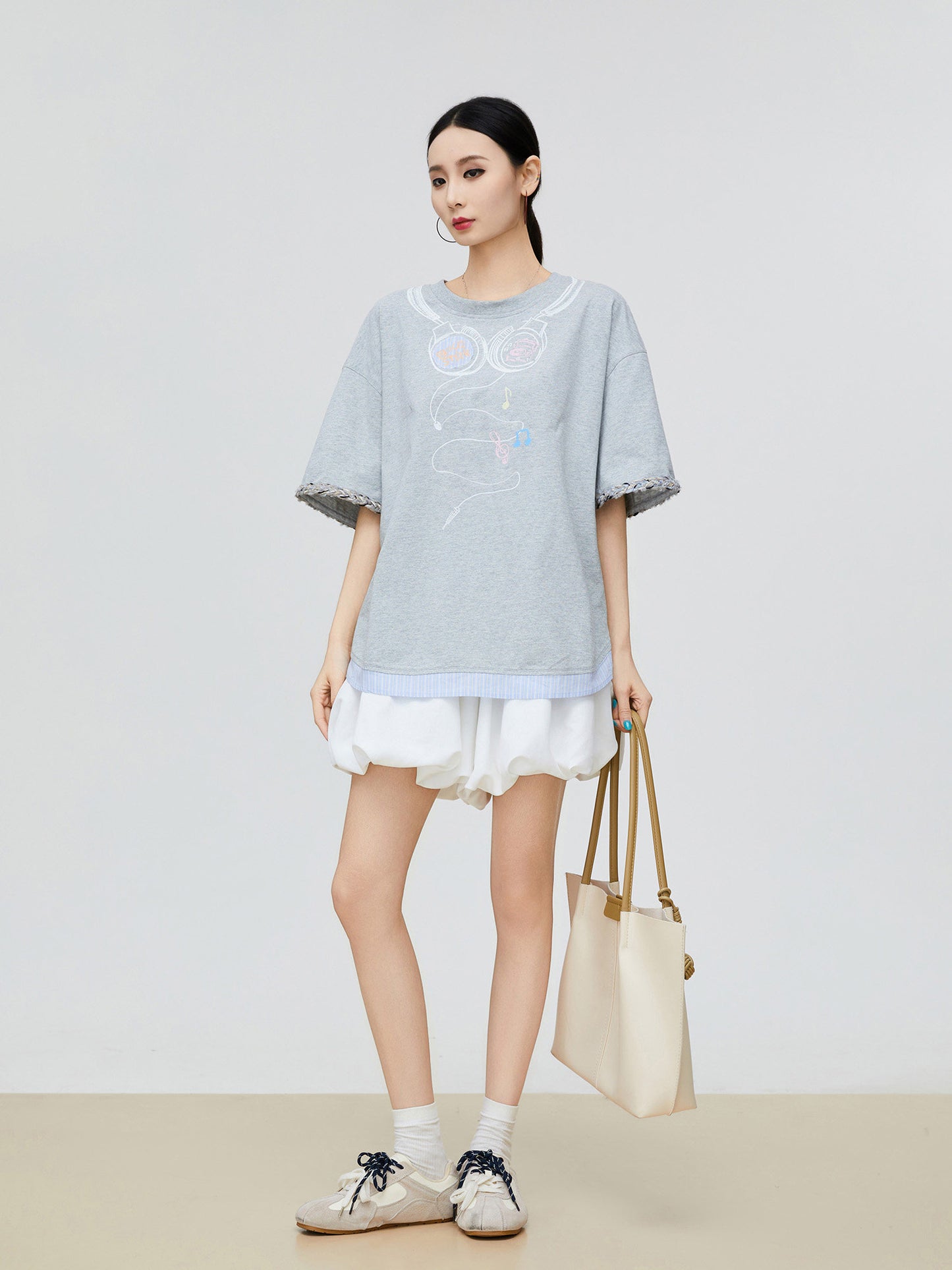 Headphone Print Short-Sleeve T-Shirt FER0168