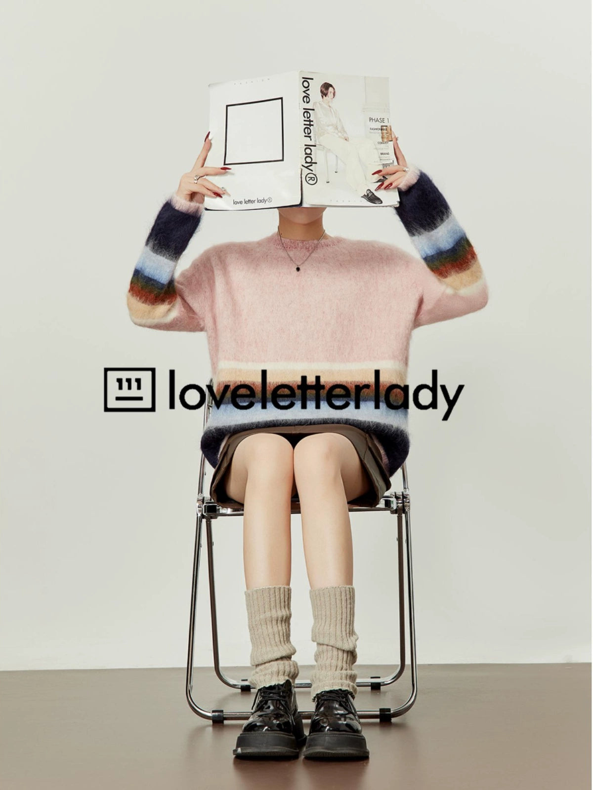 Pastel Striped Pullover Crewneck Knit LLA0391