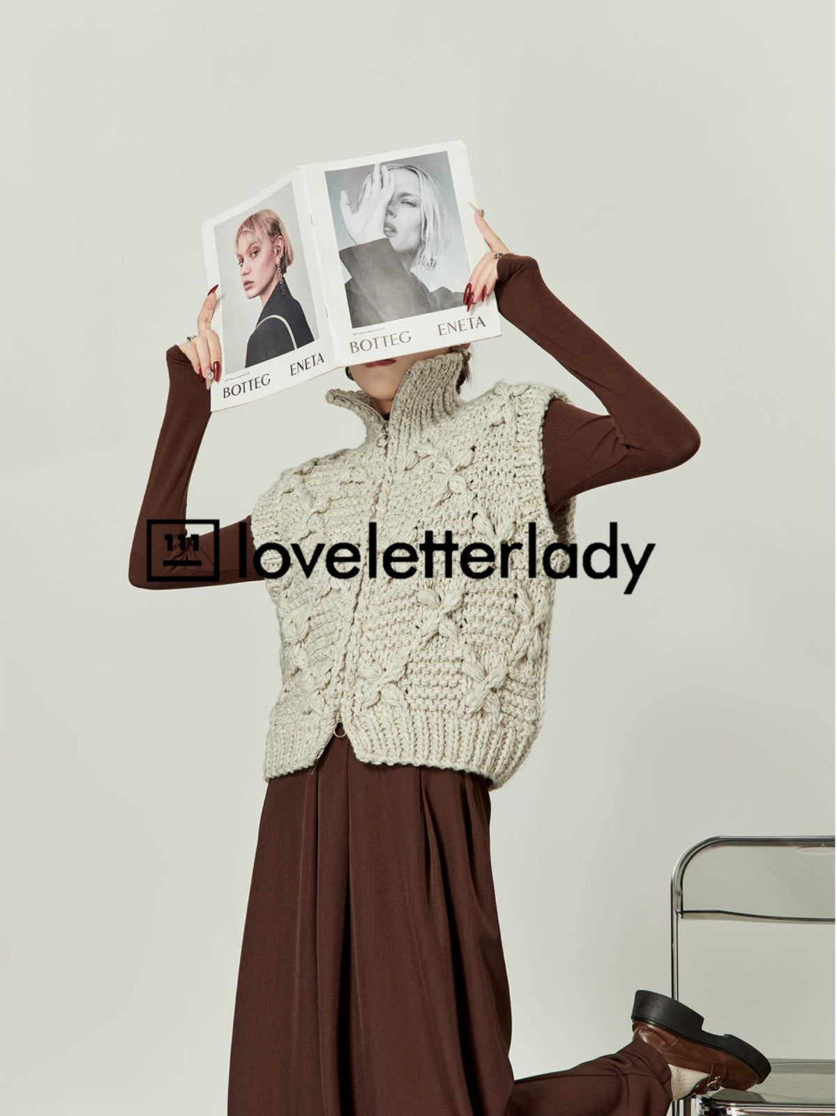 High Neck Zip Knit Vest LLA0392
