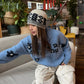 Flower Motif Knit Zip Jacket CYE0016