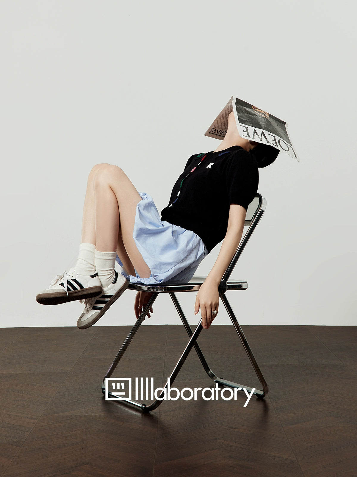 Black Knit Top / Balloon Mini Skirt LLA0495