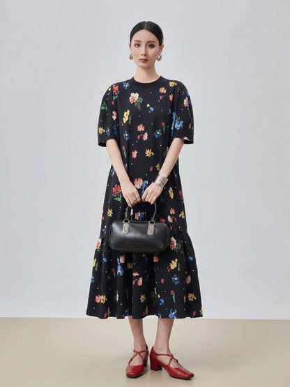 Retro Hand-Drawn Style Long Dress FER0329
