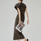 French Sleeve Cut-and-Sew Maxi Dress FER0276