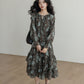 V-Neck Floral Vintage Shirt Dress VAS0192
