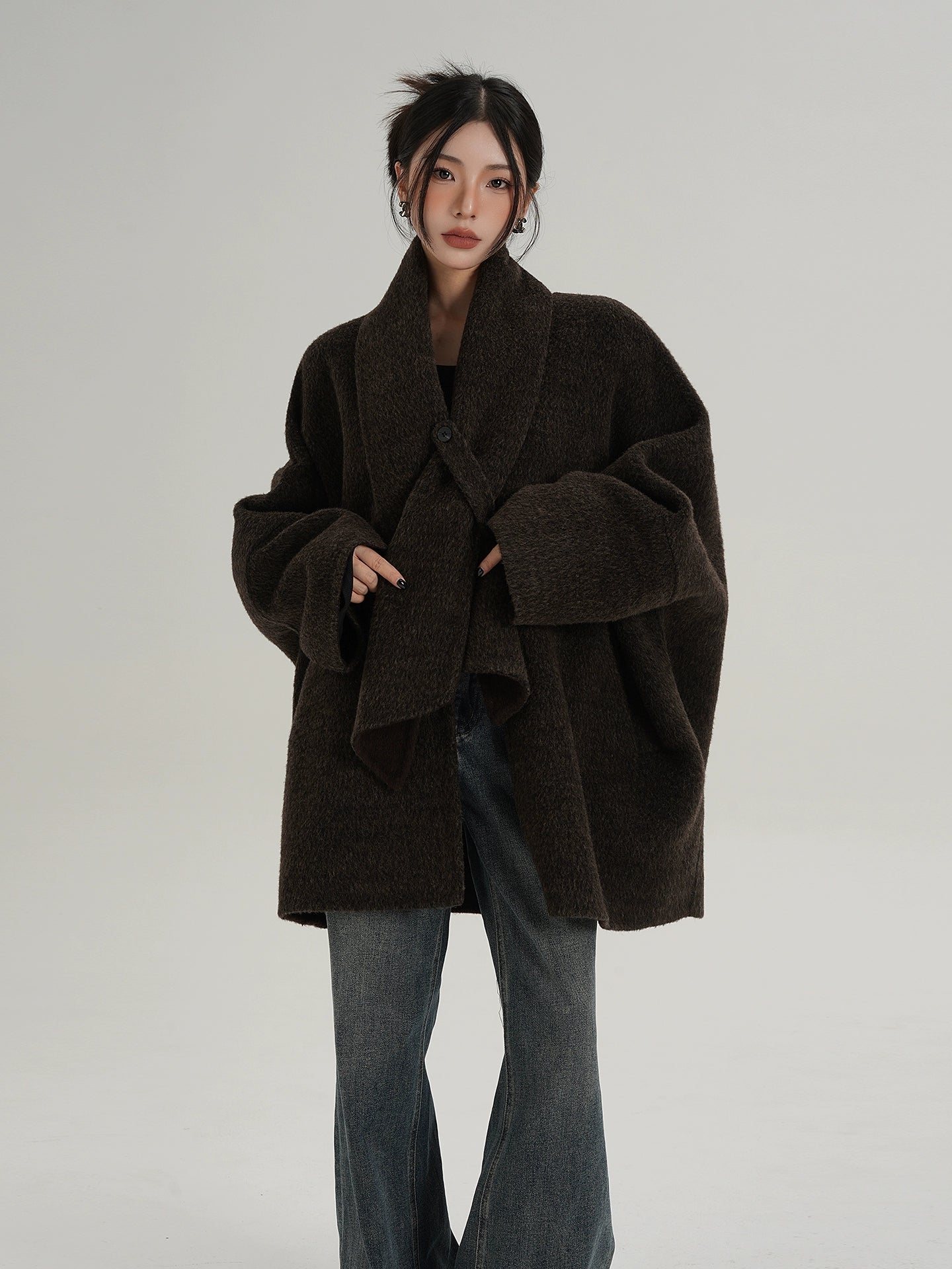 Collarless Wool Coat SRS0367