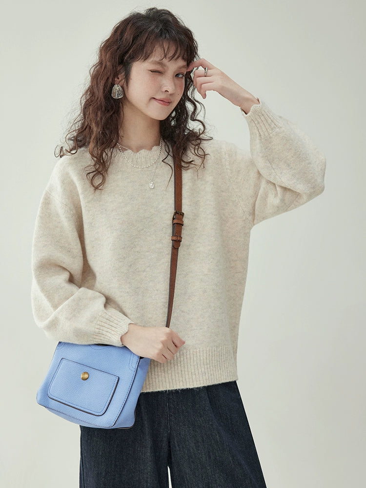 Lace Collar Long-Sleeve Top AMU0046