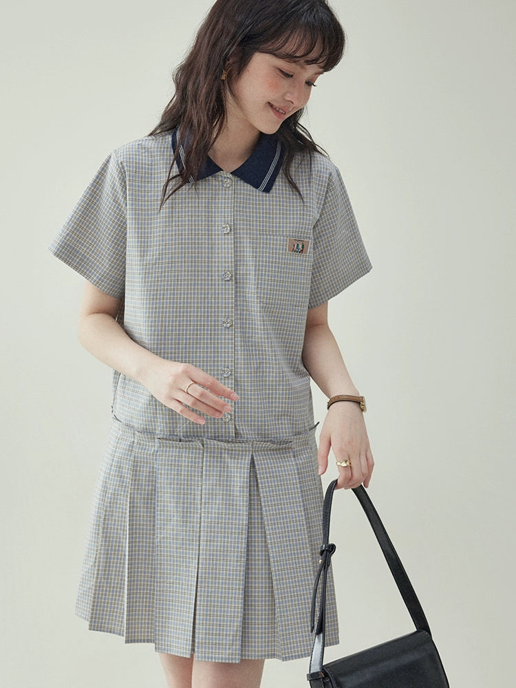 Checked Pleated Mini Dress AMU0003