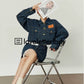 Denim Blue Stitched Denim Jacket & Skirt LLA0320