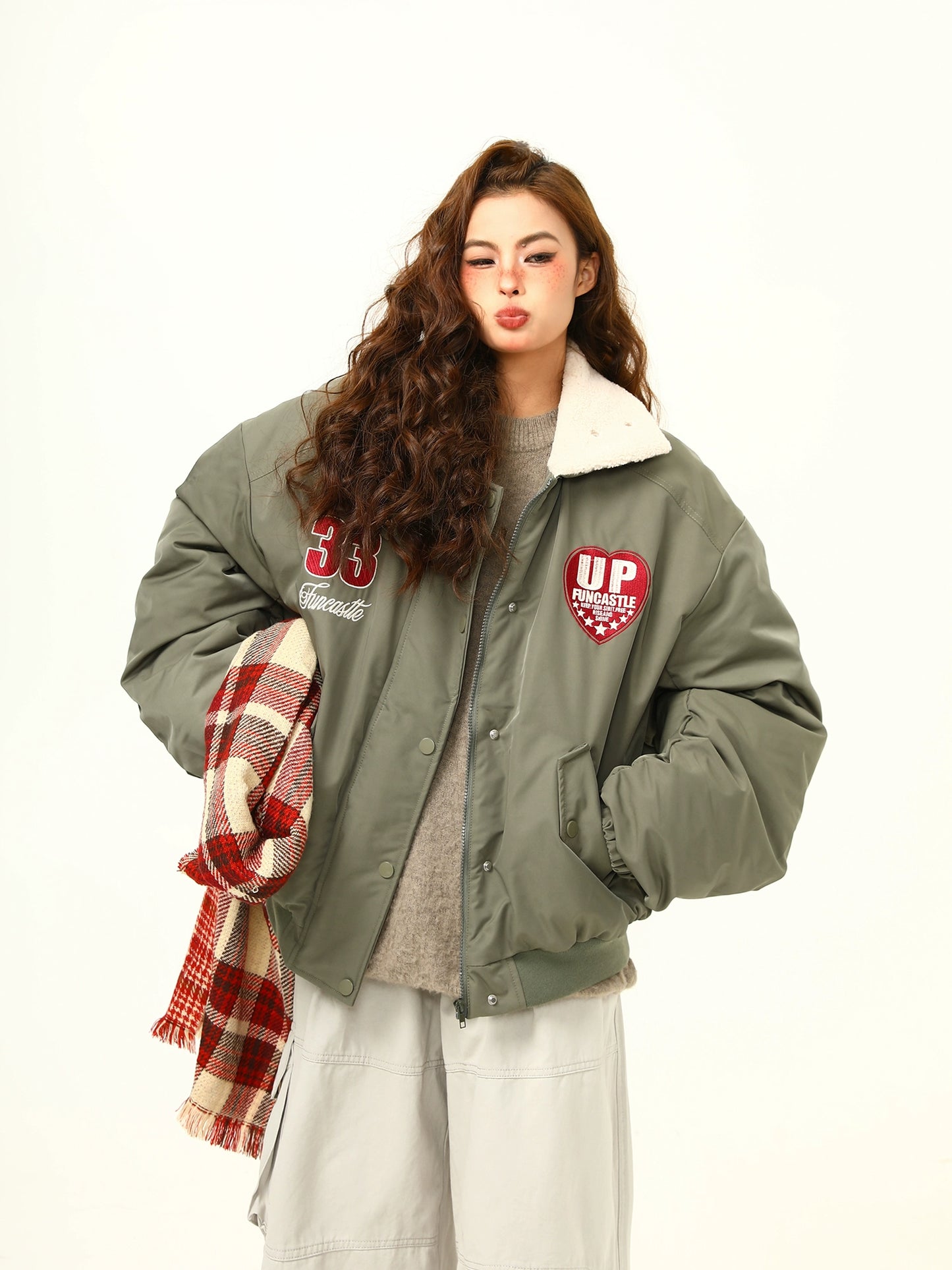 Retro Lambswool Collar Cotton Jacket WDZ0039