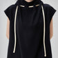 High-Neck Drawstring French Sleeve Top FER0222