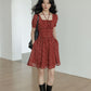 Square Neck Flower Mini Dress VAS0195