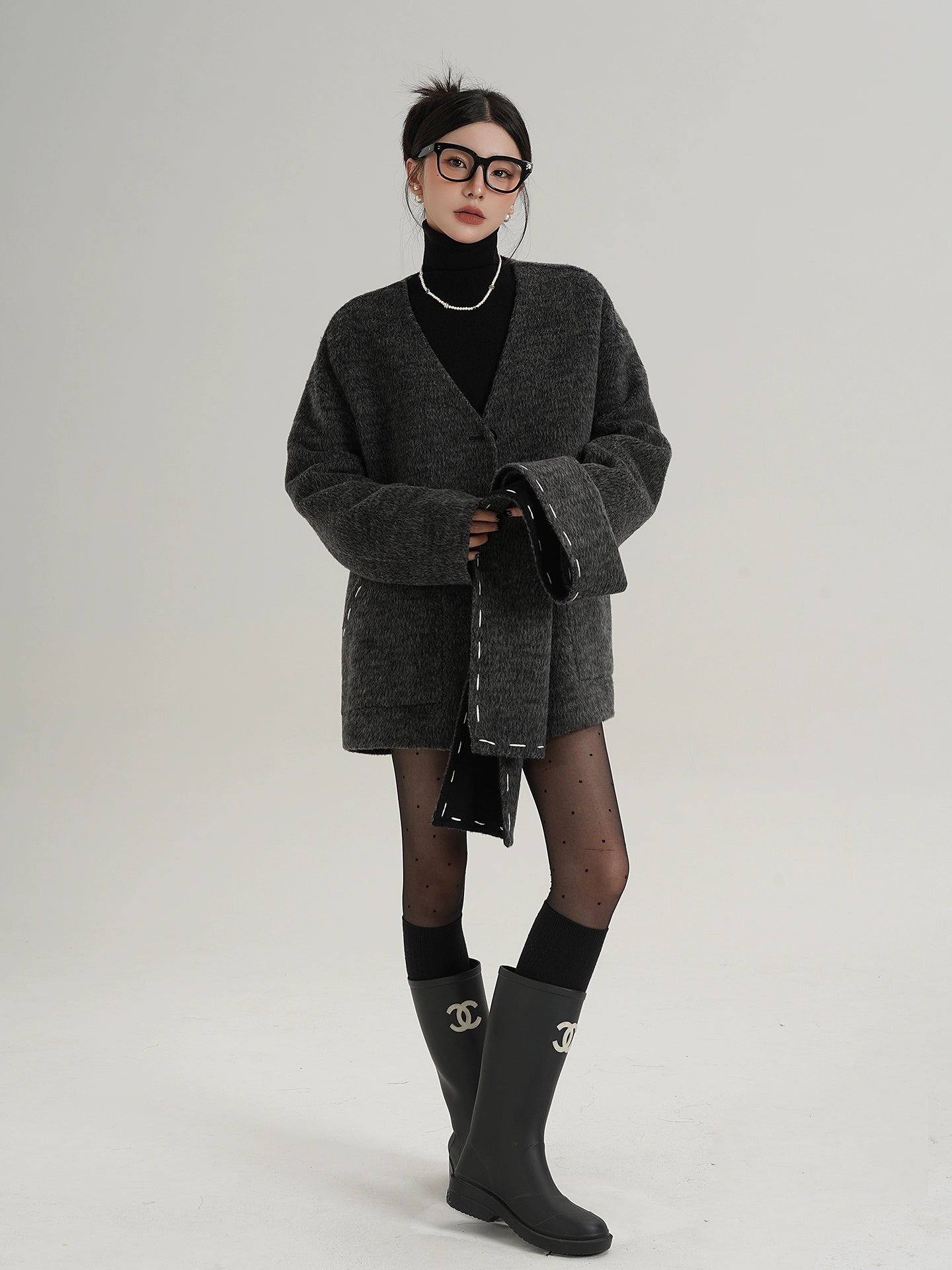 Scarf Mid-Length Wool Coat SRS0383