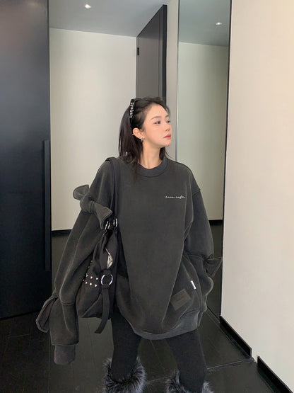 Bowknot Design Round Neck Sweatshirt YLS1018