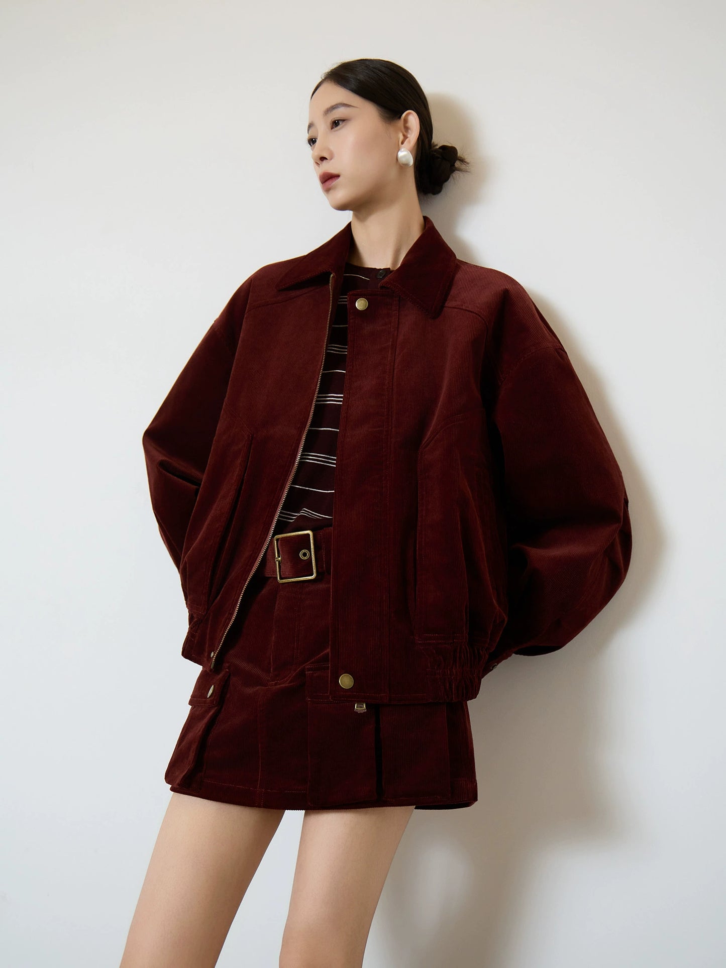 Retro Corduroy Jacket / Mini Skirt SUY0007