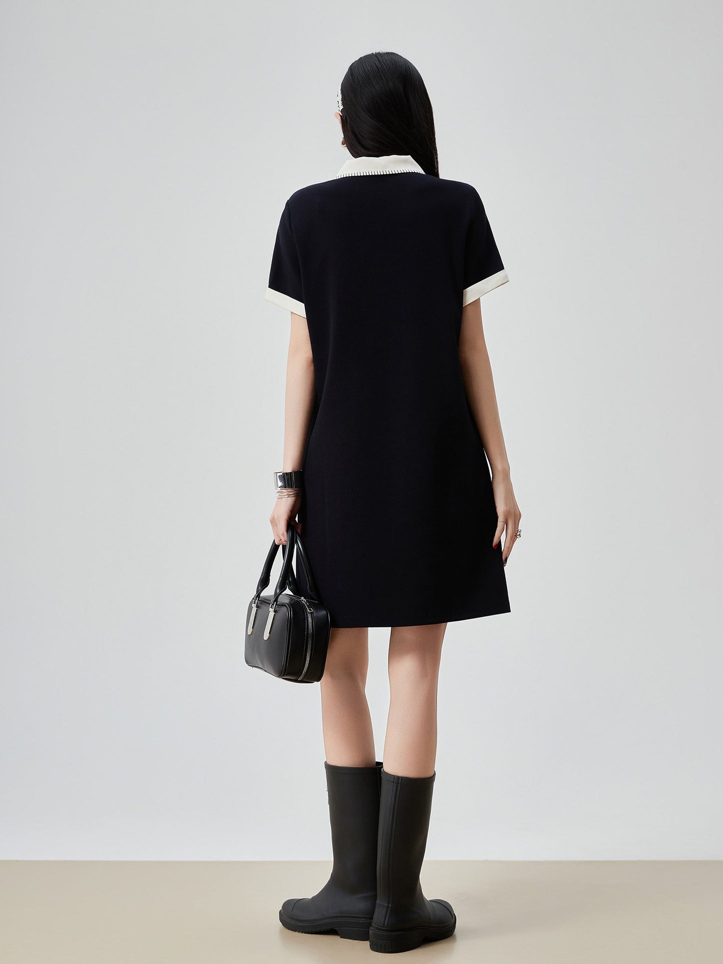 Color-Block Design Polo Dress FER0217