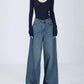 Denim Semi Flared Wide Pants / Long Sleeve Top ABW0003